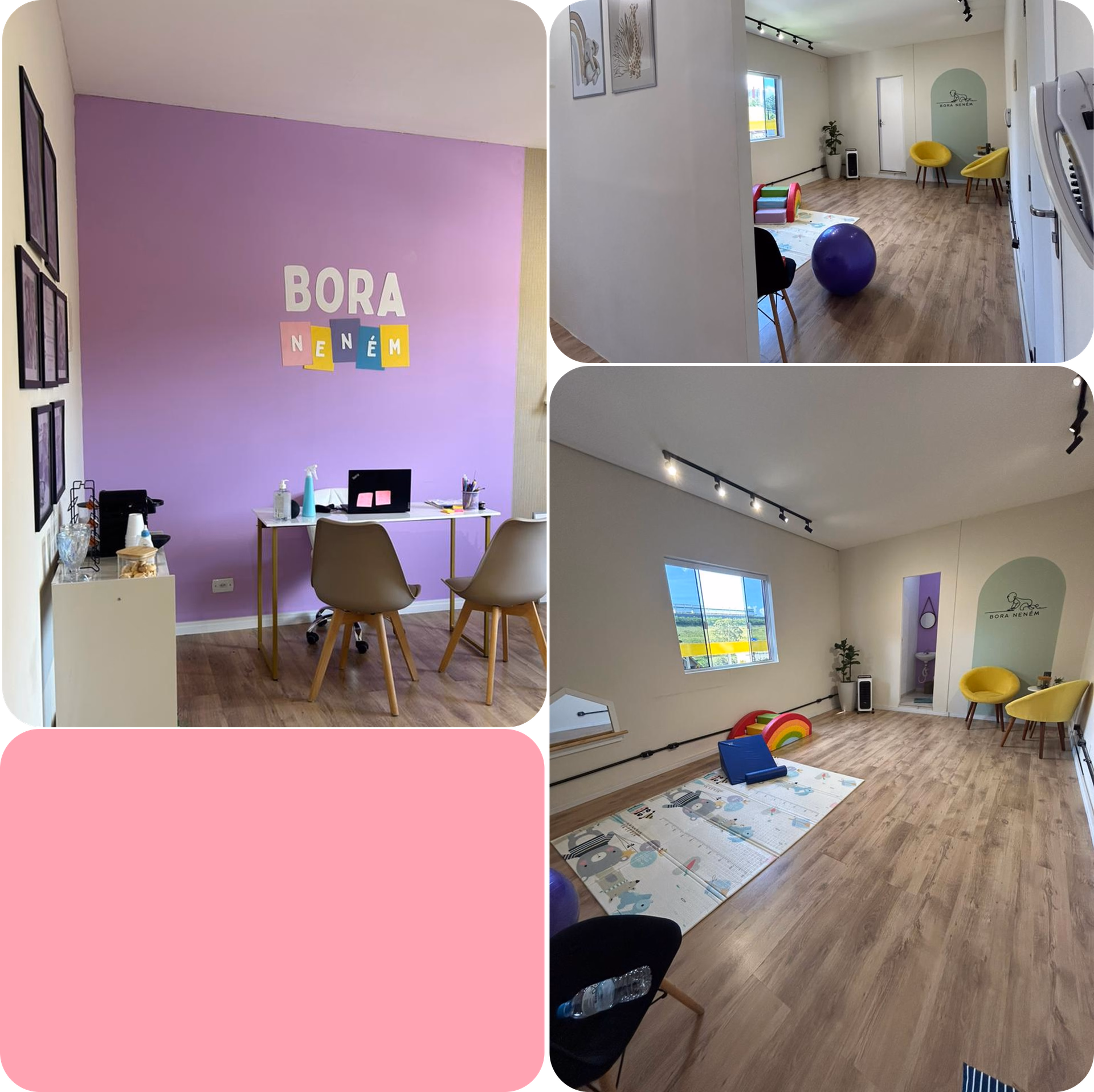 Composição com fotos do espaço Bora Neném.