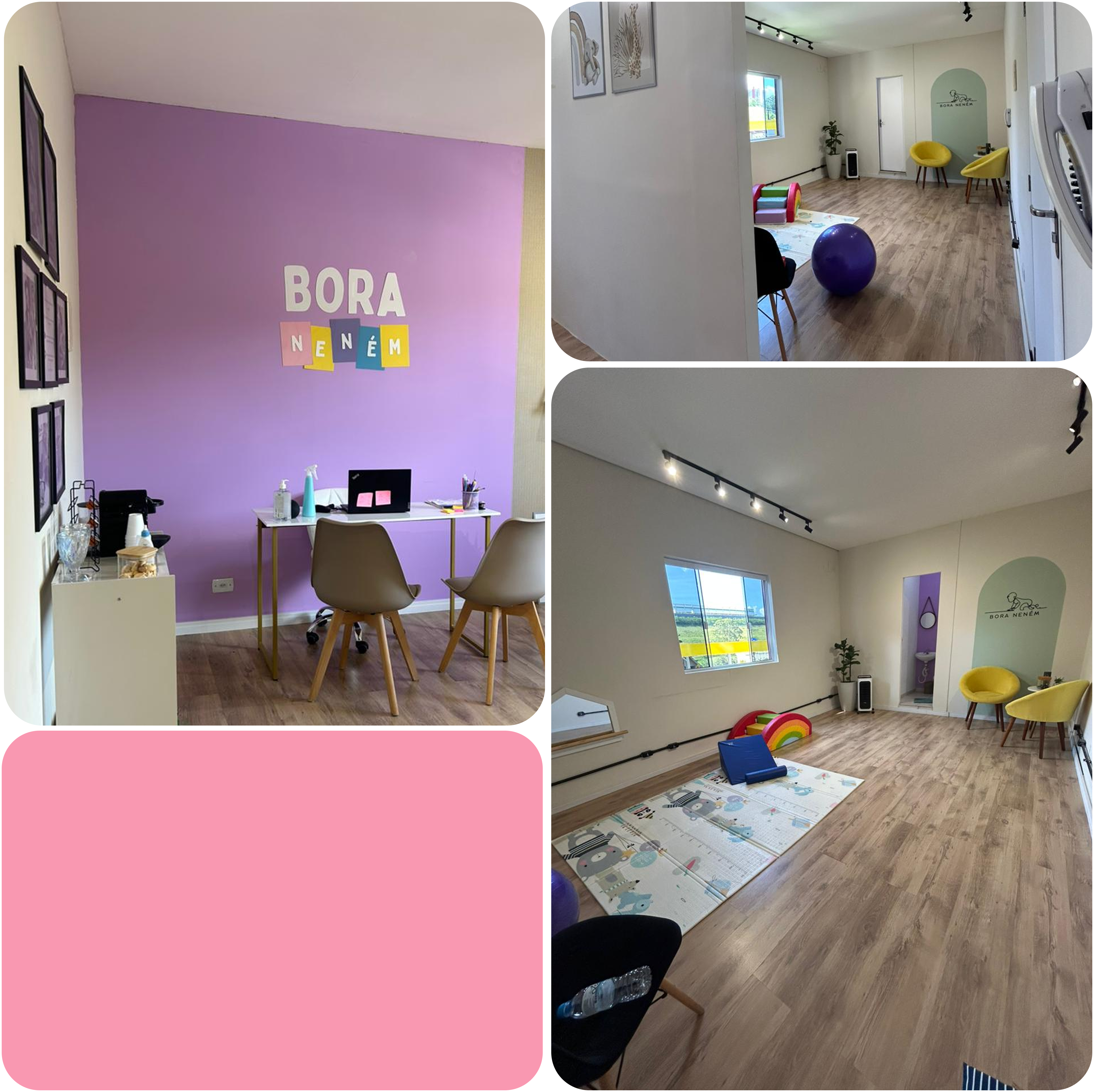 Composição com fotos do espaço Bora Neném.